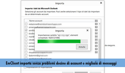 EmClient: screenshot del programma in uso
